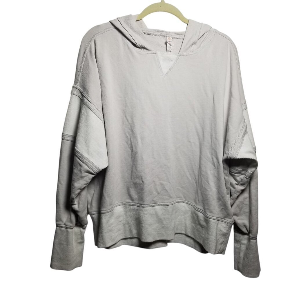 Daily Practice by anthropologie Women's Beige White Oversize Boxy Hoodie Sz M